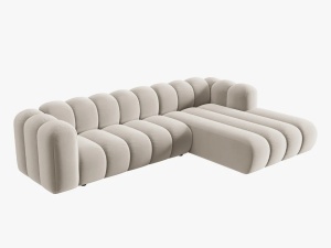 COLTAR MODULAR LUPIN, DREAPTA, 4 LOCURI, 288 CM, BEJ 1, TAPITERIE DIN CATIFEA, DESIGN DEOSEBIT - Img 2