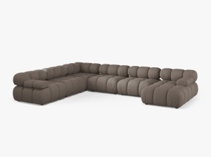 COLTAR MODULAR PANORAMIC, BELLIS, PE STANGA, CAPPUCCINO, CU TAPITERIE DIN TEXTIL STRUCTURAT LIBERTY, MICADONI