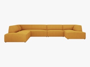 COLTAR RUBY, CU 7 LOCURI, PE STANGA, GALBEN, CU TAPITERIE DIN TEXTIL STRUCTURAT OTTAWA, MICADONI