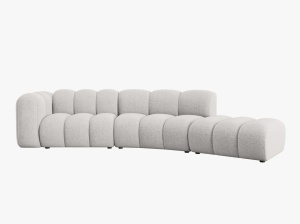 COLTAR SEMIROTUND LUPIN, DREAPTA, 5 LOCURI, 335 CM, GRI DESCHIS 2085, TAPITERIE BOUCLE, DESIGN DEOSEBIT