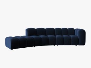 COLTAR SEMIROTUND LUPIN, STANGA, 5 LOCURI, 335 CM, ALBASTRU ROYAL 5, TAPITERIE DIN CATIFEA, DESIGN DEOSEBIT