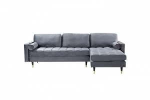 COLTAR SUPER CONFORTABIL 260CM, VELVET II, DIN LEMN SI CATIFEA GRI, ARTIM GROUP SELECTION