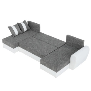 COLTAR TIGER U, FORMA U, ALB SI GRI, DIN TEXTIL SI PIELE ECOLOGICA, UNIVERSAL, SPATIU DEPOZITARE, STIL MODERN, TK - Img 7