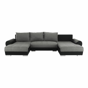 COLTAR TRENDY, TIP U, NEGRU/GRI, DIN PIELE ECOLOGICA SI TEXTIL, EXTENSIBIL, SPATIU DEPOZITARE, STIL MODERN, TK - Img 7