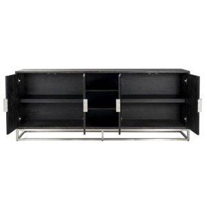 COMODA BLACKBONE, 225 CM, NEGRU/CROM, DIN FURNIR DE STEJAR SI METAL, RICHMOND INTERIORS - Img 4