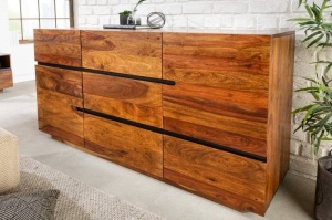 COMODA DIN LEMN MASIV, FIRE&EARTH 160CM, COD 38113, DESIGN VINTAGE/INDUSTRIAL - Img 2