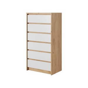 COMODA DORMITOR XELO ALB MAT/STEJAR - DESIGN MODERN