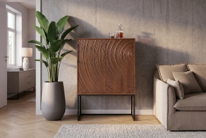COMODA/DULAP LIVING, ORBIT 120CM, REALIZAT DIN LEMN DE MANGO 3D SI METAL, CULOARE NEAGRA, ARTIM GROUP SELECTION
