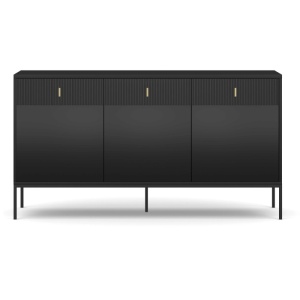 COMODA LIVING 155CM, ARTIM MEBLE, CU 3 USI, REALIZATA DIN MDF, CULOARE NEAGRA, STIL MODERN - Img 4