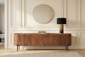 COMODA LIVING, ALDON 200CM, REALIZAT DIN LEMN DE MANGO 3D SI METAL, CULOARE MARO, ARTIM GROUP SELECTION