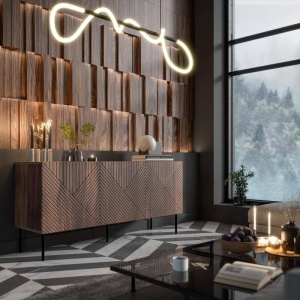 COMODA LIVING ART DECO-KOM-3D-OW, 150CM, MDF LAMINAT, PAL SI METAL, STIL MODERN, CAMA