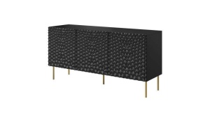 COMODA LIVING, CAMA-HOLE-KOM-152-CZ/CZ, 152CM, NEGRU MAT, DIN PLACI LAMINATE SI MDF, DESIGN MODERN