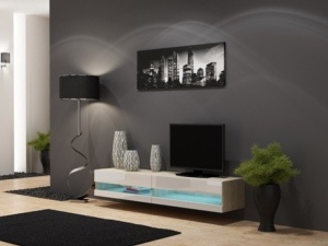 COMODA LIVING CU LED VIGO 180 STEJAR SONOMA/ALB DESIGN MODERN CM