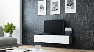 COMODA LIVING RTV VIGO 140 MINI GRI/ALB DESIGN MODERN CM