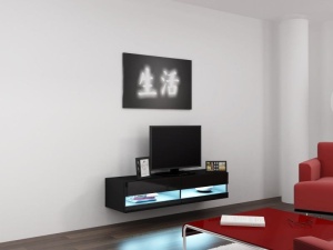 COMODA RTV LIVING CU LED VIGO 140 NEAGRA DESIGN MODERN CM