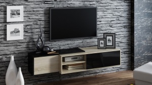 COMODA RTV LIVING SIGMA 1C STEJAR SONOMA/NEGRU DESIGN MODERN CM