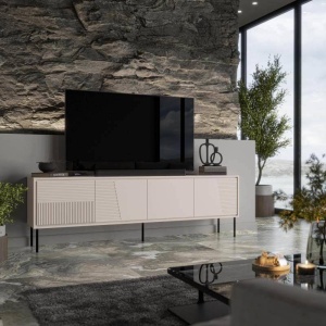 COMODA TV, CAMA-ABI-RTV 200CM, DIVERSE NUANTE , DIN PLACI LAMINATE SI MDF, DESIGN MODERN - Img 7