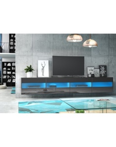 COMODA TV NEAGRA CU LED SI TELECOMANDA RITA DOUBLE - DESIGN MODERN