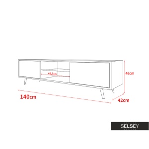 COMODA TV RIVANO NEGRU DIN LEMN SI PLACI LAMINATE - Img 3