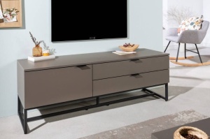 COMODA TV, STIL INDUSTRIAL, X7 140CM, DIN LEMN STRATIFICAT SI METAL, GRI MAT, COD 41620