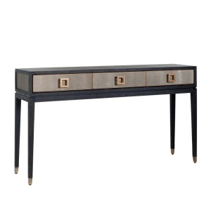 CONSOLA BLOOMVILLE CU 3 SERTARE, 7524, CONFECTIONAT DIN METAL, PIELE, LEMN DE STEJAR SI FURNIR DE STEJAR, STIL MODERN