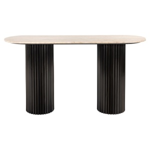CONSOLA HAMPTON MARO INCHIS, 7910, CONFECTIONATA DIN MDF, METAL SI TRAVERTIN, STIL MODERN - Img 4