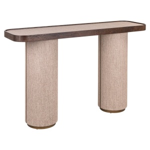 CONSOLA WILLOX 214291, CONFECTIONATA DIN METAL, LEMN DE STEJAR, PAL SI TEXTIL, CULOAREA BEJ, STIL MODERN