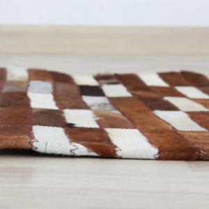 Covor de lux din piele, maro/alb, patchwork, 141x200, PIELE DE VITĂ TIP 5, 0000188859 - Img 3