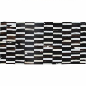Covor de lux din piele, maro/negru/alb, patchwork, 69x140, PIELE DE VITĂ TIP 6, 0000188849 - Img 2