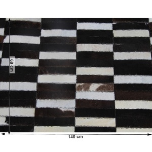 Covor de lux din piele, maro/negru/alb, patchwork, 69x140, PIELE DE VITĂ TIP 6, 0000188849 - Img 8