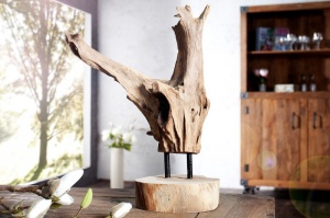 DECORATIUNE, FLAME 30/40CM, DIN LEMN MASIV DE TEC, STIL RUSTIC