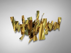 DECORATIUNE PERETE, FRACTURE 182CM, METAL CURBAT, AURIE, DESIGN EXCLUSIV