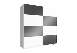 DULAP DORMITOR MIKA MULTI VII 200 ALB/NEGRU DESIGN MODERN PSK