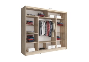 DULAP DORMITOR WIKI ALU 250 STEJAR SONOMA CIOCOLATIU DESIGN MODERN PSK - Img 2