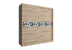 DULAP DORMITOR WIKI V A 180 SONOMA/ALB/NEGRU DESIGN MODERN PSK - Img 1