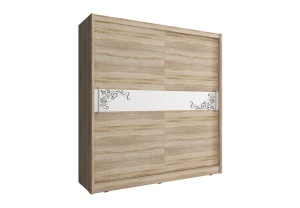 DULAP DORMITOR WIKI V B 180 SONOMA/ALB/NEGRU DESIGN MODERN PSK - Img 1