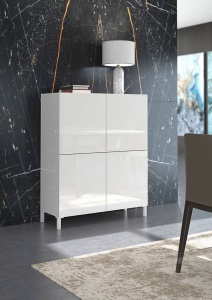 DULAP LIVING 90CM, EDDY, COD 4383, STIL MODERN, REALIZATA PANOURI LAMINATE, ALB HIGH GLOSS - Img 4