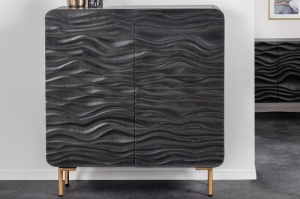 DULAP LIVING WAVE, 120CM, DIN LEMN MASIV MANGO, NEGRU, ARTIM GROUP SELECTION - Img 8