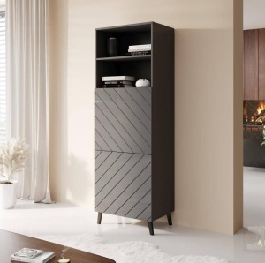 DULAP/ORGANIZATOR, ABETTO 176CM, DIN PLACI LAMINATE SI MDF, GRI GRAFIT, DESIGN MODERN