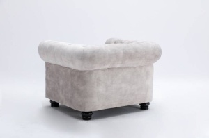 FOTOLIU CHESTERFIELD 105CM, DE CATIFEA CULOARE CHAMPAGNE, COD 42312, STIL CLASIC - Img 5