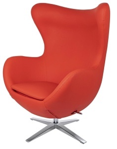 FOTOLIU CONFORTABIL EGG PU, ROSU/CROM, DIN PIELE ECOLOGICA SI METAL, STIL MODERN