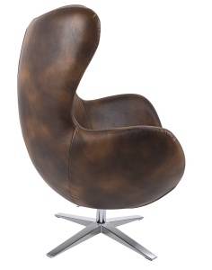FOTOLIU CONFORTABIL EGG SZEROKI, MARO VINTAGE/CROM, DIN PIELE ECOLOGICA SI METAL, STIL MODERN - Img 4