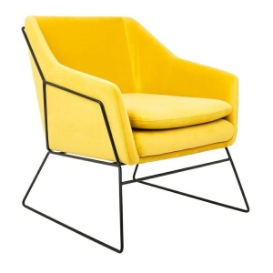 FOTOLIU CONFORTABIL EMMA, GALBEN/NEGRU, DIN CATIFEA SI METAL, STIL MODERN - Img 2
