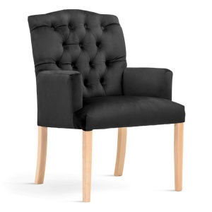 FOTOLIU CONFORTABIL GABRIEL, NEGRU/FAG, STIL CHESTERFIELD, CONFECTIONAT DIN LEMN DE FAG SI TEXTIL