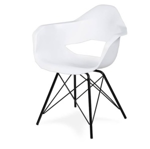 FOTOLIU CONFORTABIL GULAR DSM, ALB/NEGRU, DIN POLIPROPILENA SI METAL, STIL MODERN B2