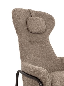 FOTOLIU CU TABURET, TEDDY GRAND, MARO INCHIS/NEGRU OPAL, CU TAPITERIE DIN TEXTIL PLUSAT, STIL MODERN - Img 7