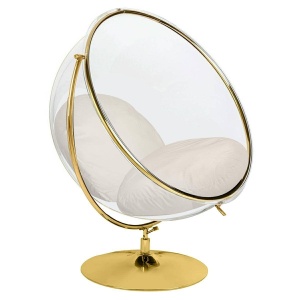 FOTOLIU DE RELAXARE, BUBBLE 2 STAND AURIU, METAL, ACRIL SI PERNA CATIFEA BEJ, STIL MODERN, KH