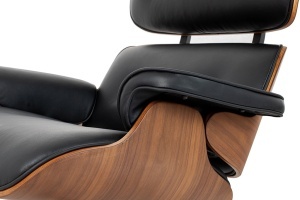 FOTOLIU DE RELAXARE DE LUX, ARTIM LOUNGE HM XL, REALIZAT PIELE NATURALA ITALIANA SI LEMN, CULOARE NEGRU/NUC, STIL EAMES - Img 6
