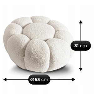 FOTOLIU ROTATIV CU POUF, ARTIM MEBLE, REALIZAT DIN MATERIAL TEXTIL BOUCLE CREM, STIL MODERN - Img 7