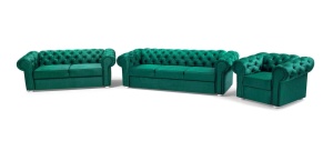 FOTOLIU, STIL CHESTEFIELD, VALENTINO, VERDE, DIN STOFA( CATIFEA) DE CALITATE SUPERIOARA - Img 2